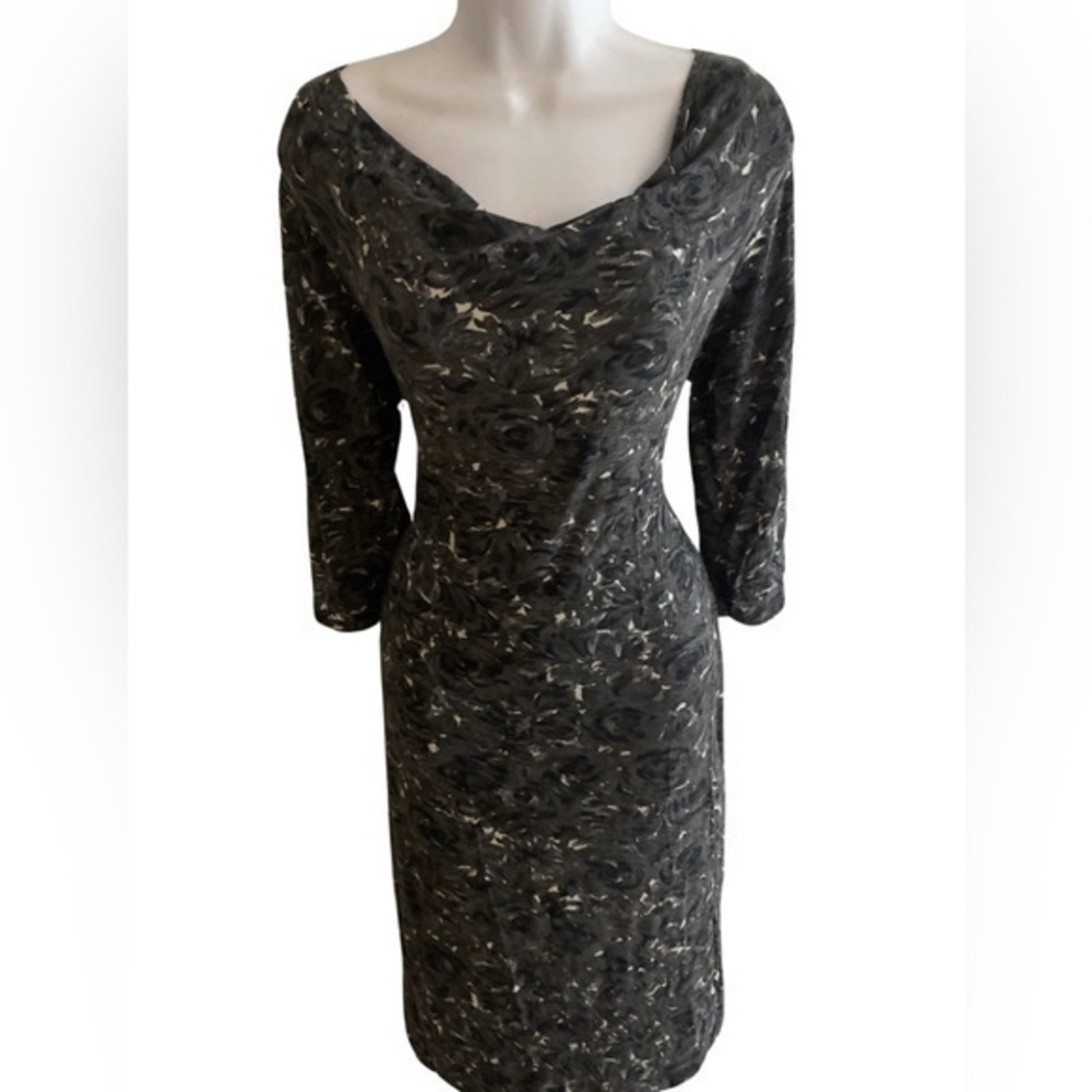 Loft Ruched Dress -S black , gray , modal rayon